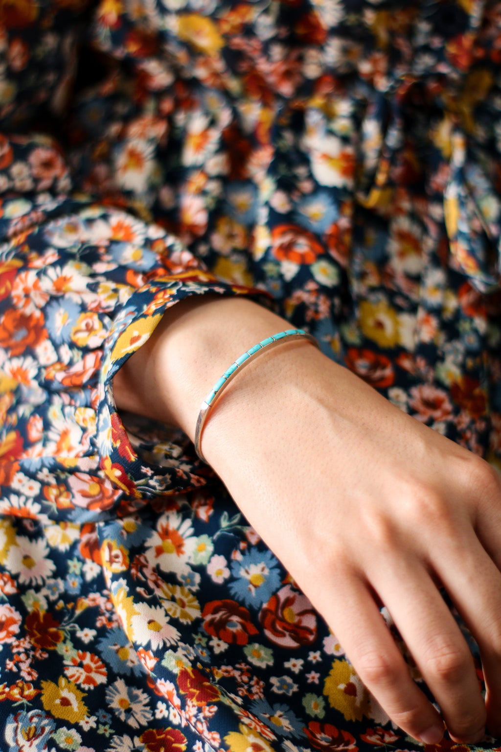 BRAZALETE DE PLATA CON TURQUESAS NATURALES