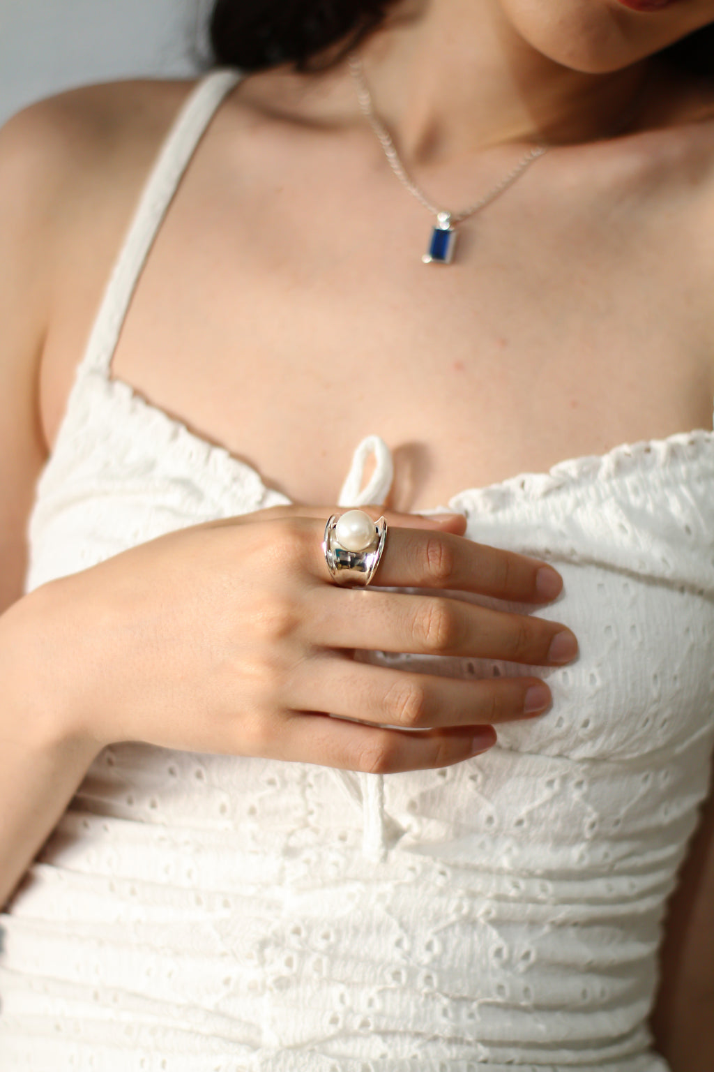 STERLING SILVER RING WITH PEARL